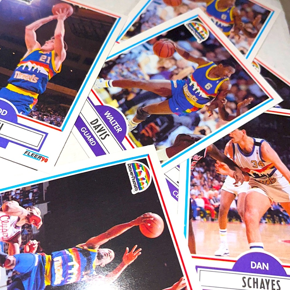 NBA 1990 Vintage Fleer Denver Nuggets basketball sports cards mystery pack